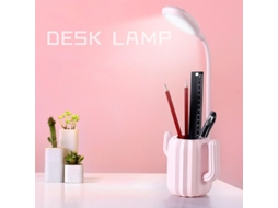 Lâmpada De Mesa Para Estudo Com Apoio Para Canetas Cactus Led Luz Natural Protetora Dos Olhos Recarregável Rosa