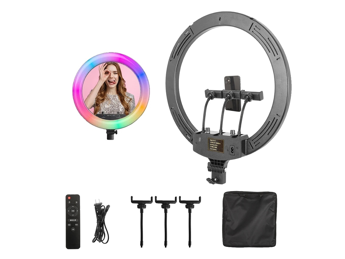 Ring Light Rgb De 18 Polegadas, Brilho Ajustável, Múltiplas Opções De Temperatura De Cor,luz Rgb Oem