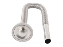 Tubo de drenagem de pia de cozinha em aço inox com capa decorativa e anel desodorizante | S/MARCA