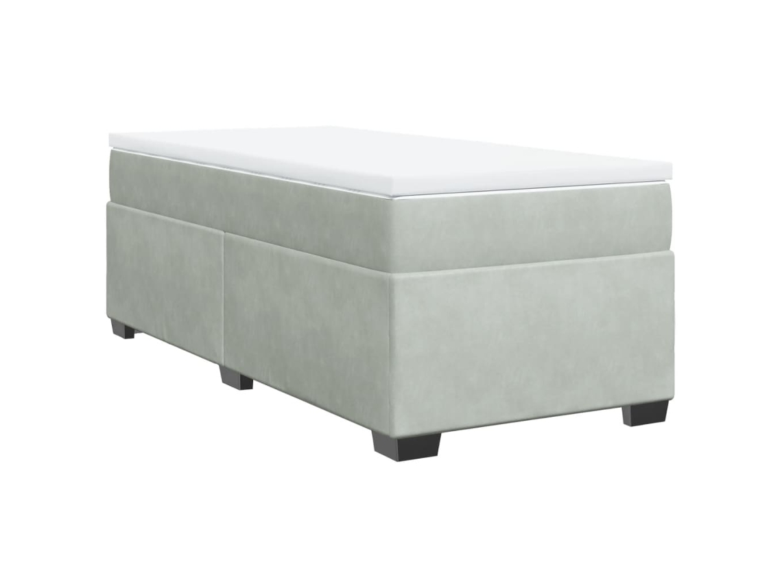 Cama com Molas/colchão 100x200 Cm Veludo Cinza claro MAISON EXCLUSIVE