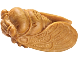 Elegante Delicada Estátua Cigarra Esculpida Madeira Ornamento Decorativo Armário Escritório Escultura GOKOCO