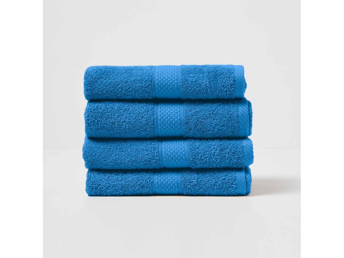 Homescapes Turkish Cotton Hand Towel Set Of 4, Cobalt Blue