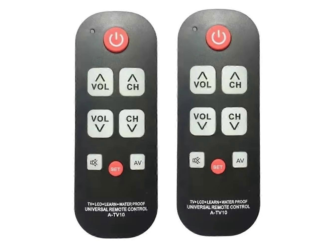 2 Unidades De Controle Remoto A-tv10 Para Tv, Ideal Para Idosos. Controle Remoto Universal, Simples E À Prova D'água, Com Luz Led, Compatível Com Tod