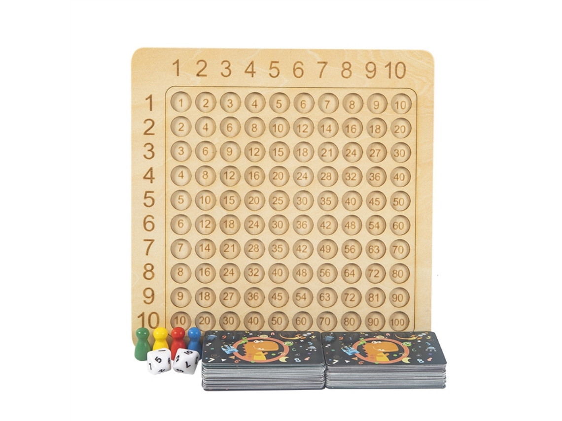 Tabuleiro De Multiplicação De Madeira Jogo Educativo De Matemática Brinquedo Para Crianças Com Tabuleiro E Cartões