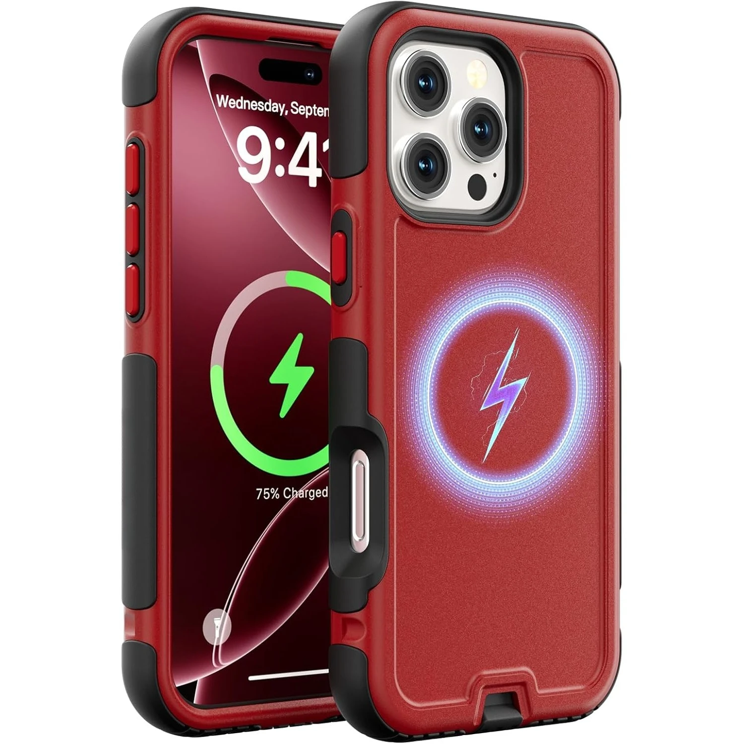 Capa Protetora Resistente E À Prova De Quedas Para Iphone 14 Pro Max (vermelha). Carregamento Magnético Magsafe.
