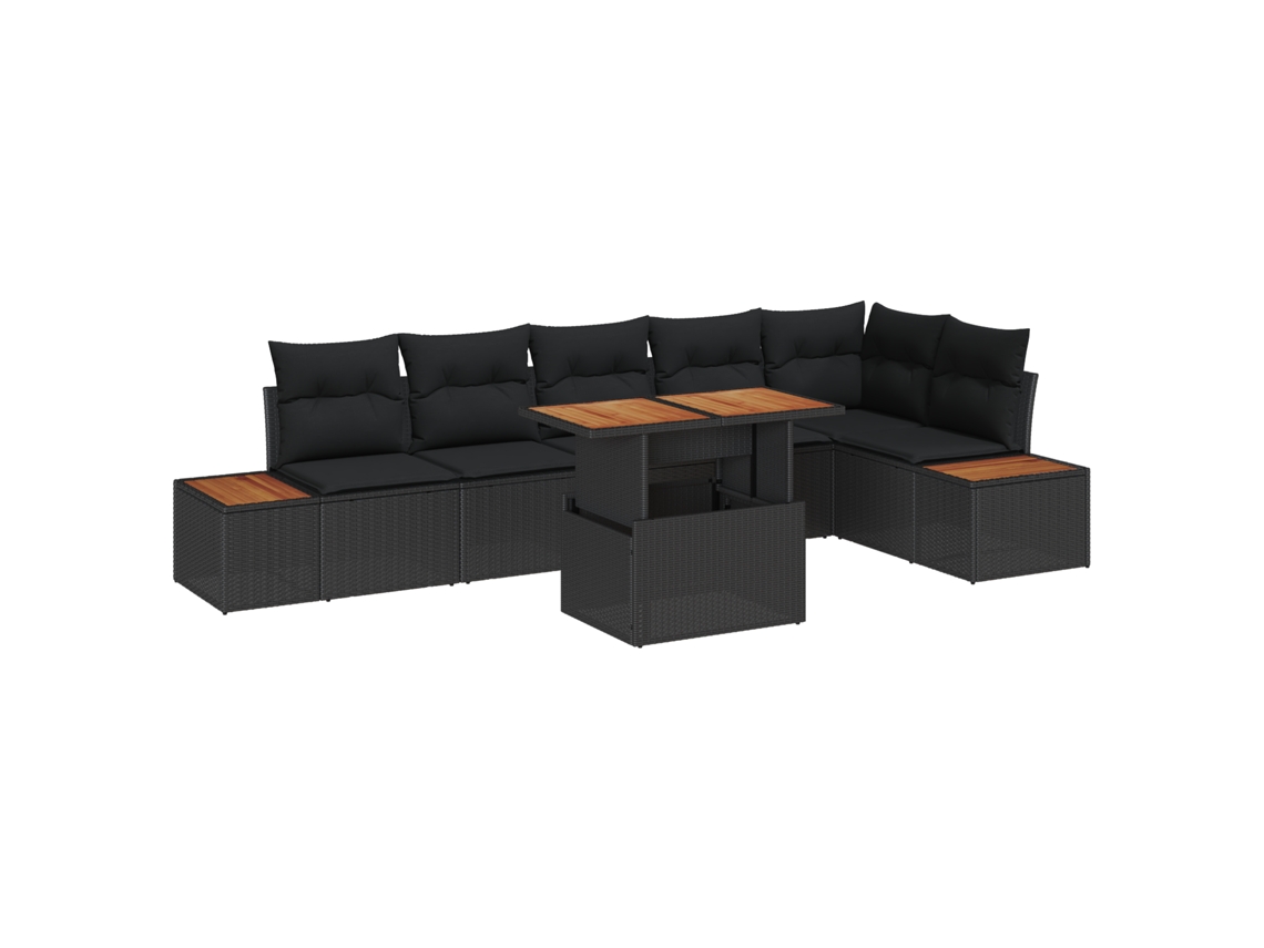 Conjunto 7 Móveis Para Exterior Vidaxl Preto Vime Pe (100 X 55 X 73 Cm)