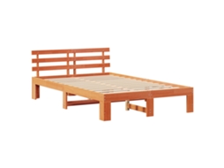 Conjunto 1 Estrutura De Cama Moderna Vidaxl Castanho Madeira De Pinho Maciça (120 X 200 Cm)