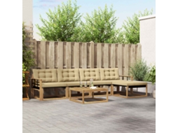 Vidaxl Conjunto De Sofás Para Exterior 6 Unid. Branco E Bege