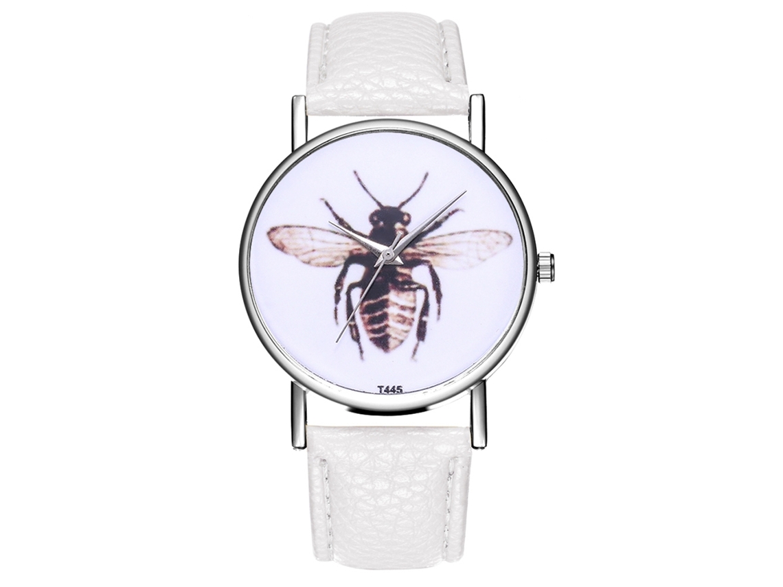 Relógio masculino Zhoulianfa, analógico, de quartzo, com pulseira de couro PU (branco)