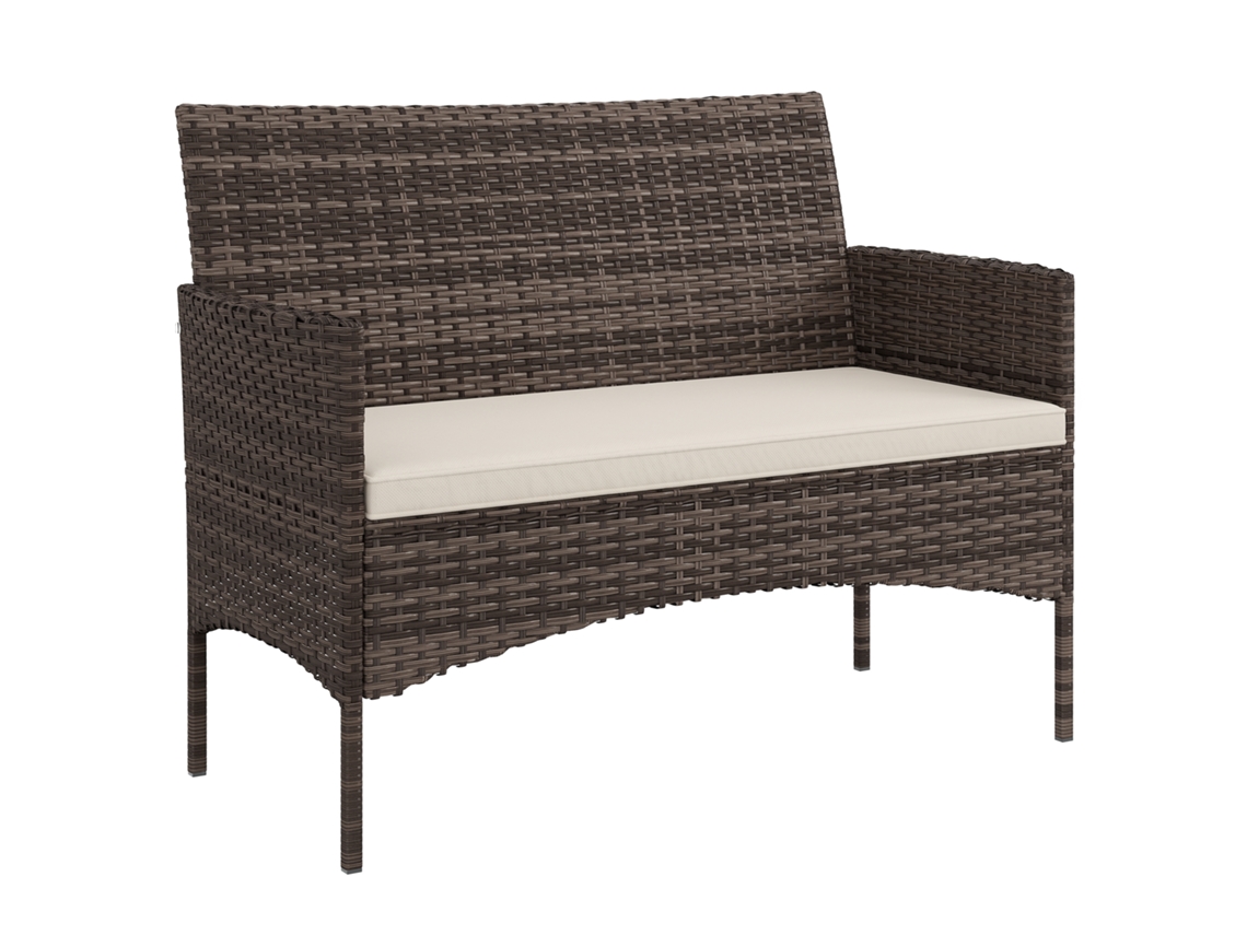 Sofá Jardim 2 ambientes PONTO CASA, almofadas, rattan, 115x63x85 cm, bege