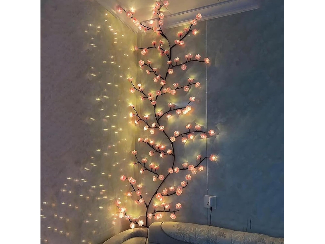 Árvore De Parede Led Com 8 Modos E Controle Remoto Para Decoração.