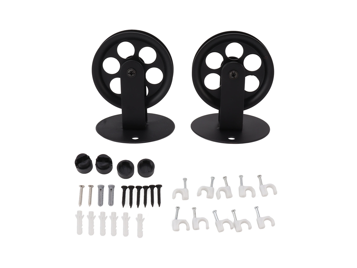 2 Polias de Parede/teto Vintage Industrial para Lâmpada Pendente Preto com Acessórios de Instalação