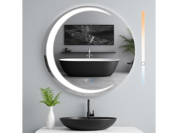 Espelho de banheiro redondo com luz LED IP44 50 cm com tela sensível ao toque NETTLIFE