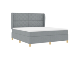 Cama Box Spring Com Colchão  Cinza Claro Vidaxl Tecido (180x200 Cm)