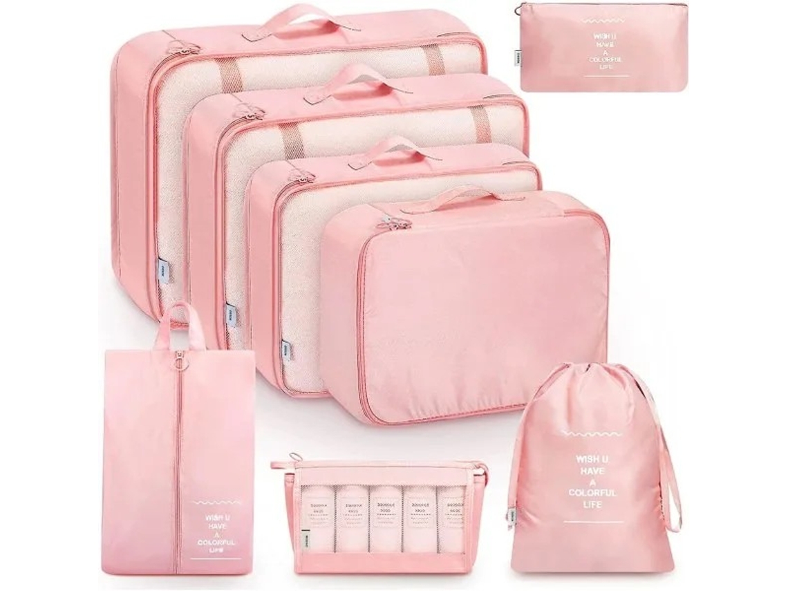 Organizador de bagagem AQUAFORGE, 8 peças, sacos de armazenamento, bolsas, rosa