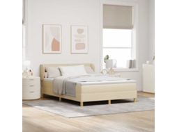 Vidaxl Cama Box Com Colchão Com Cabeceira Creme 140 X 200 Cm Tecido