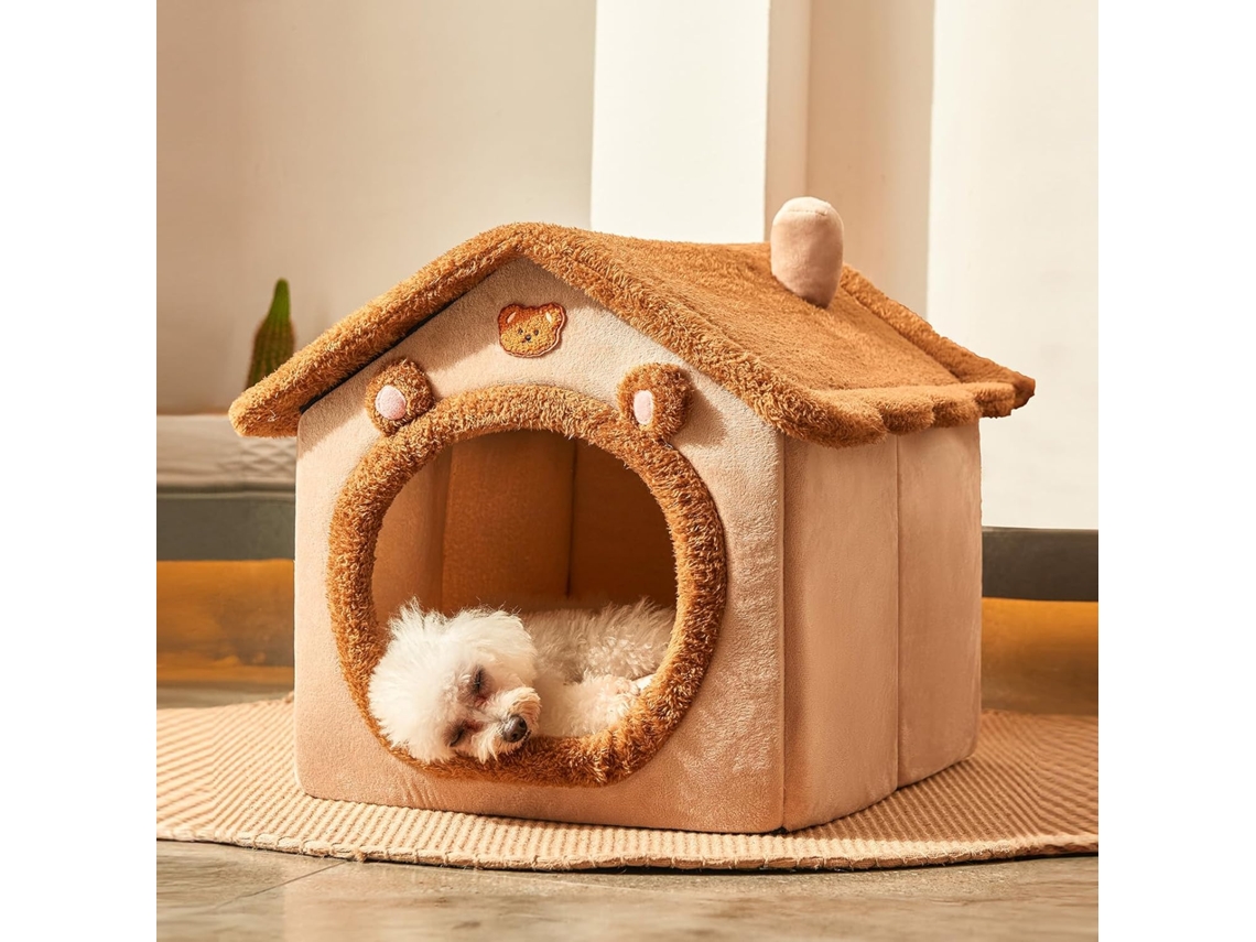Cama Fechada Lavável, Marrom-claro, P 30×28×27 Cm, Com Capa