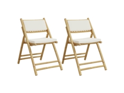 Maison Exclusive - 2 Pcs Cadeiras Bistrô Dobráveis C/ Almofadões Branco Nata Bambu