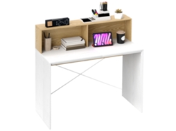 Mesa de Escritório com Compartimentos e Prateleira Branca