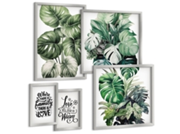 Conjunto De Pinturas Motivos Vegetais Boho Citações Espelharte (5 Peças)