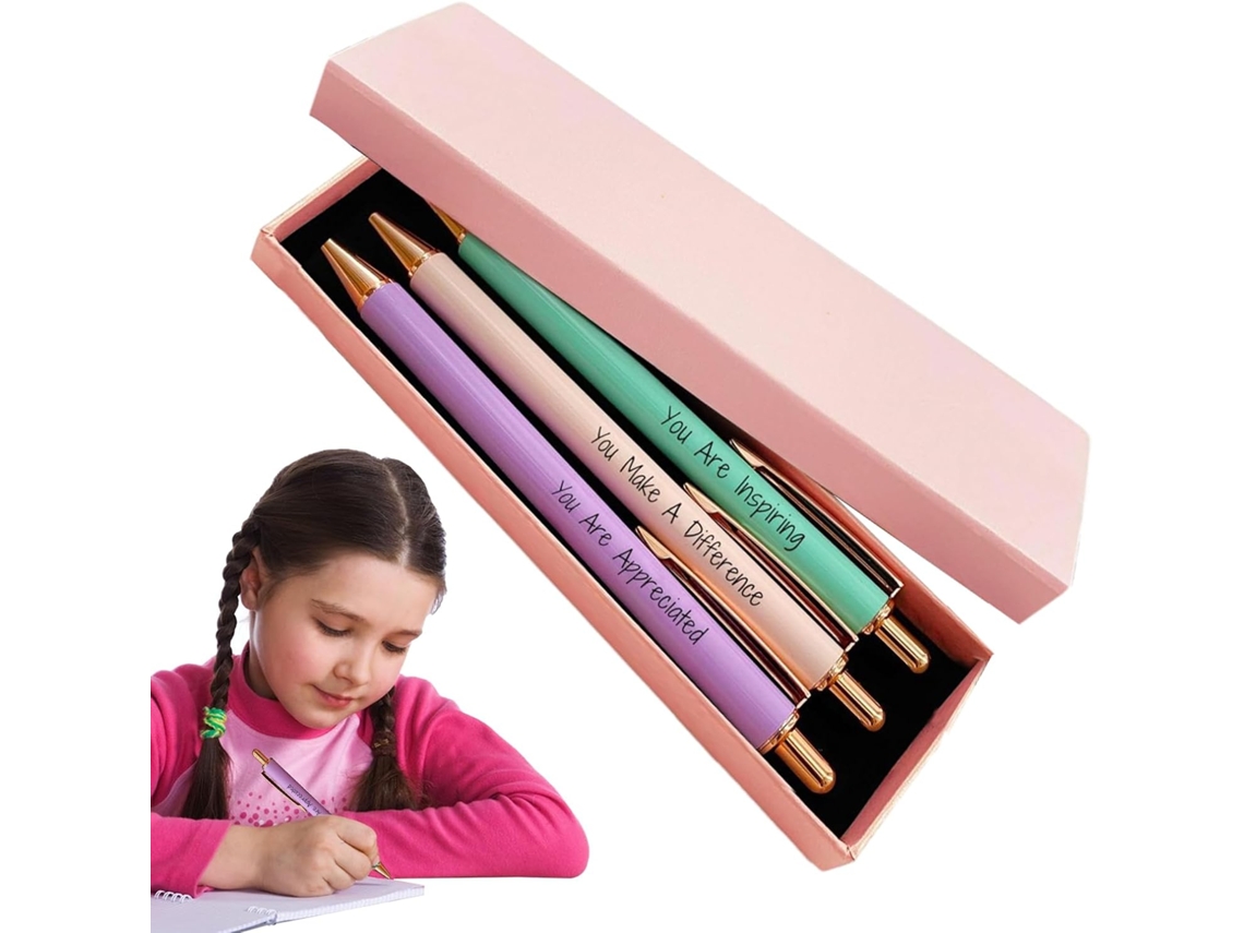 3 Caneta, para Escritório, Canetas Motivacionais, Mesa de Trabalho CHABERLU