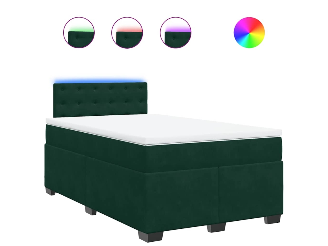 Cama Boxspring com Colchão 120x190 cm Veludo Verde Escuro MAISON EXCLUSIVE