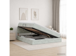 Vidaxl Cama Com Armazenamento Cinzento-claro 140 X 190 Cm Veludo