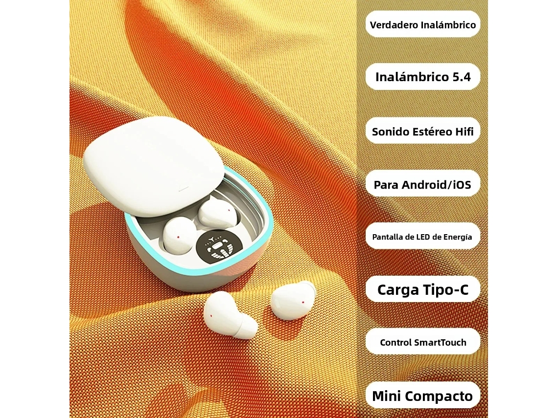 Mini Fones de Ouvido Intra auriculares Sem Fio Bluetooth Ultracompactos com Cancelamento de Ruído MDUG (branco)