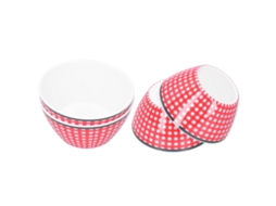 Conjunto de 4 Tigelas de Salada de Porcelana 6 Polegadas, Imitation Melamina, Vermelha, Jantar, Cozinha