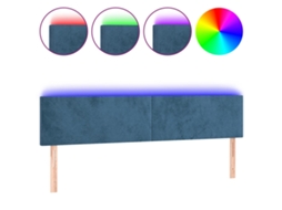 Cabeceira com luzes led VIDAXL Azul Veludo (160x5x88 cm)