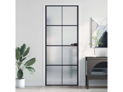 Vidaxl Porta Interior 83x201,5 Cm Vidro Temperado E Alumínio Preto