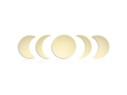 Espelho decorativo com fases da lua em acrílico dourado, 5 peças com adesivo de respeito LAXISCREED