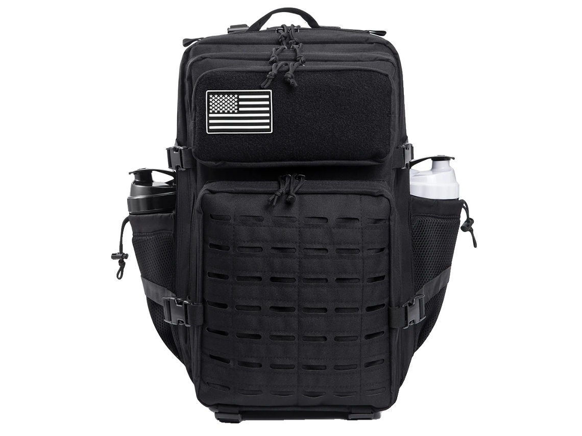 Mochila Tática 45l, Poliéster Durável, Suportes Duplos Para Copos, Preto