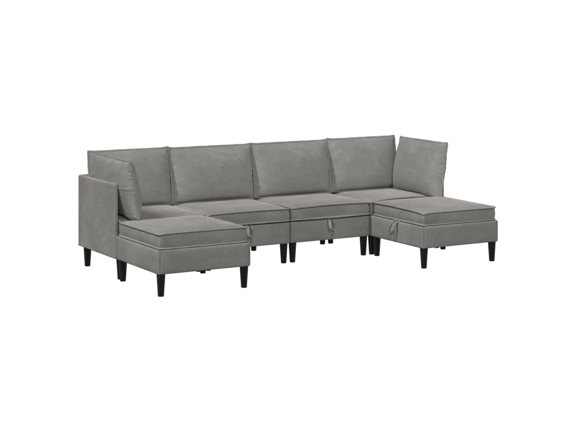 Conjunto 6 Conjunto De Sala De Estar Vidaxl Cinzento-claro Veludo (280 X 140 X 82 Cm)