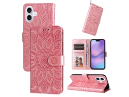 Capa De Couro Para Iphone 17 - Estampa De Girassol Em Relevo