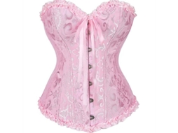 2026-corset Floral Sexy Para Mulher Com Renda Na Espalda Tamanho Plus Lingerie Bustier Top Aet L Rosa