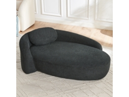 Poltrona 1 Lugar Pelúcia Teddy, Design Arredondado Minimalista, Almofada Incluída, Uso Versátil Preto NOVELA