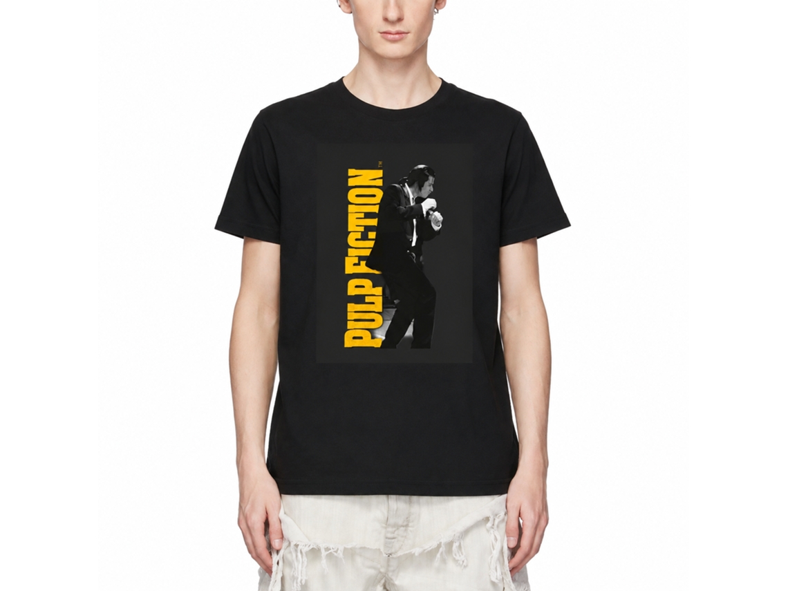 Rockinstone Pulp Fiction Men's T-shirt - Vincent Vega Dancing - Black Size:xxxl