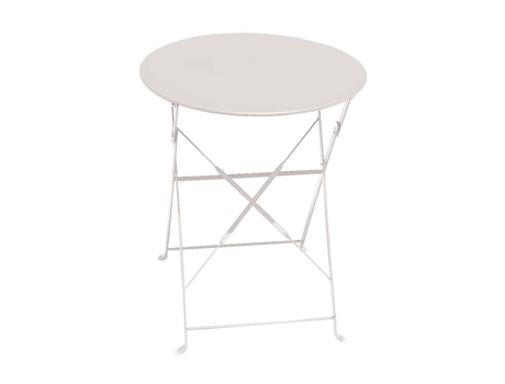 Mesa De Jardim Dobrável Em Aço Redonda Branca 60x70cm Imagin