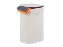 Cesto De Roupa Oval De Bambu Com Tampa