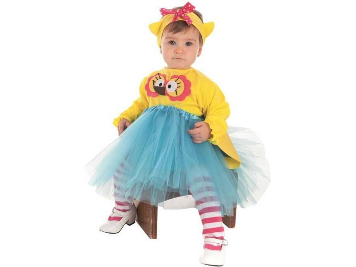 Fato de Bebé DISFRAZZES Coruja Com Olhos Grandes Amarelo E Azul (Tam: 6 a 12 meses)