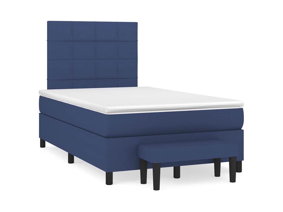 Vidaxl Cama Boxspring Com Colchão 120x190 Cm Tecido Azul