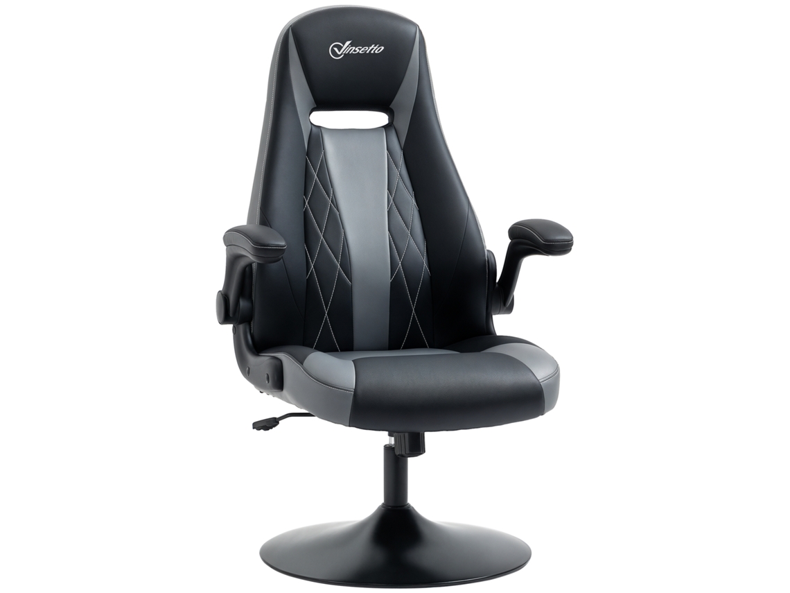 Cadeira ergonômica gamer, base metálica, giro 360°, altura ajustável, cinza/preto S/MARCA