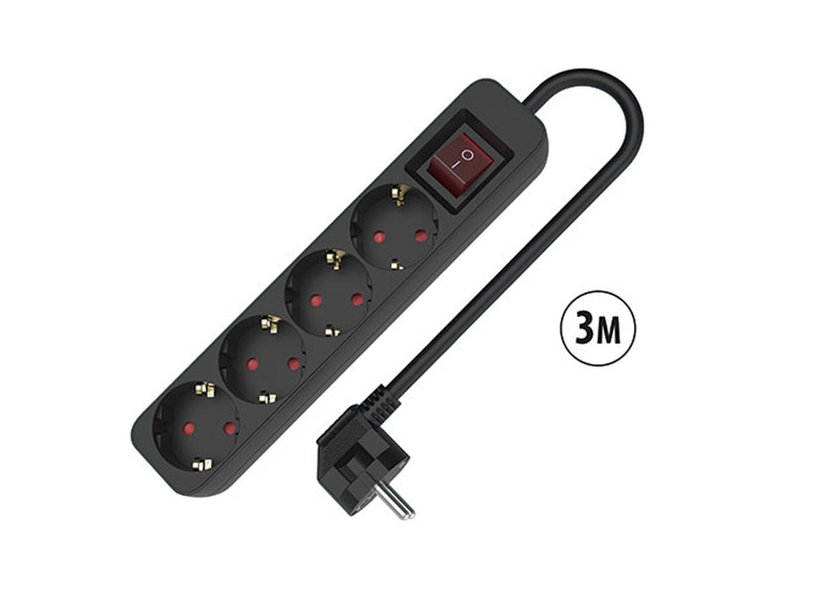 Extensão Com 4 Tomadas Com Interruptor Tm Electron Tmuad534sbk (preto 3680 W 4 Schuko)