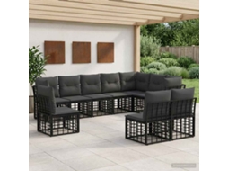 Vidaxl Conjunto De Sofás Para Exterior Preto Poliéster