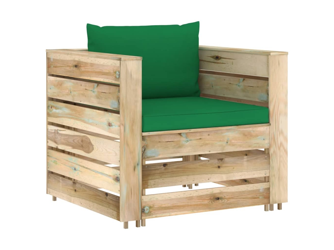 Maison Exclusive - 2 Pcs Conj. Lounge Jardim C/ Almofadões Madeira Impreg. Verde