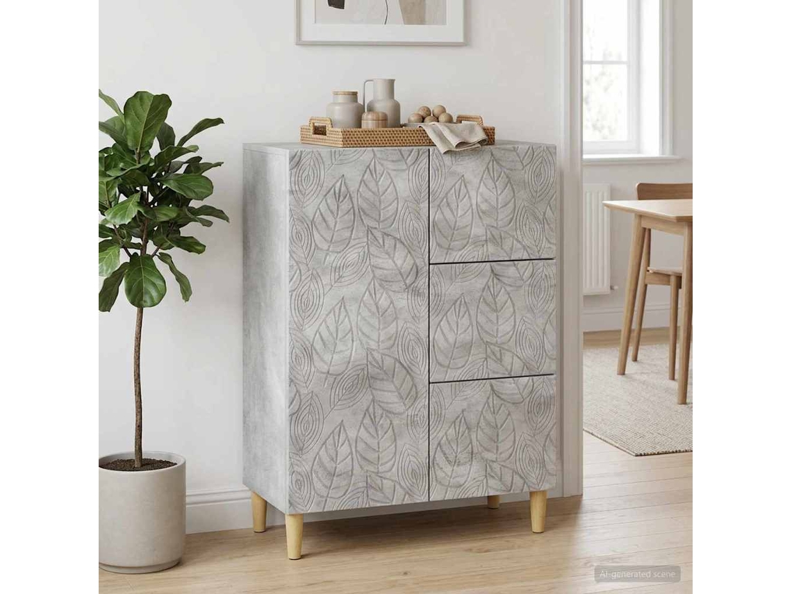 Vidaxl Buffet Cinzento Cimento 66 X 34,5 X 90 Cm Derivados De Madeira