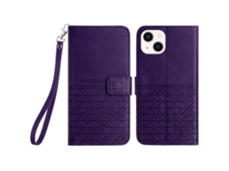 Suporte Casa Para Iphone 15 Pele Sintética Roxo