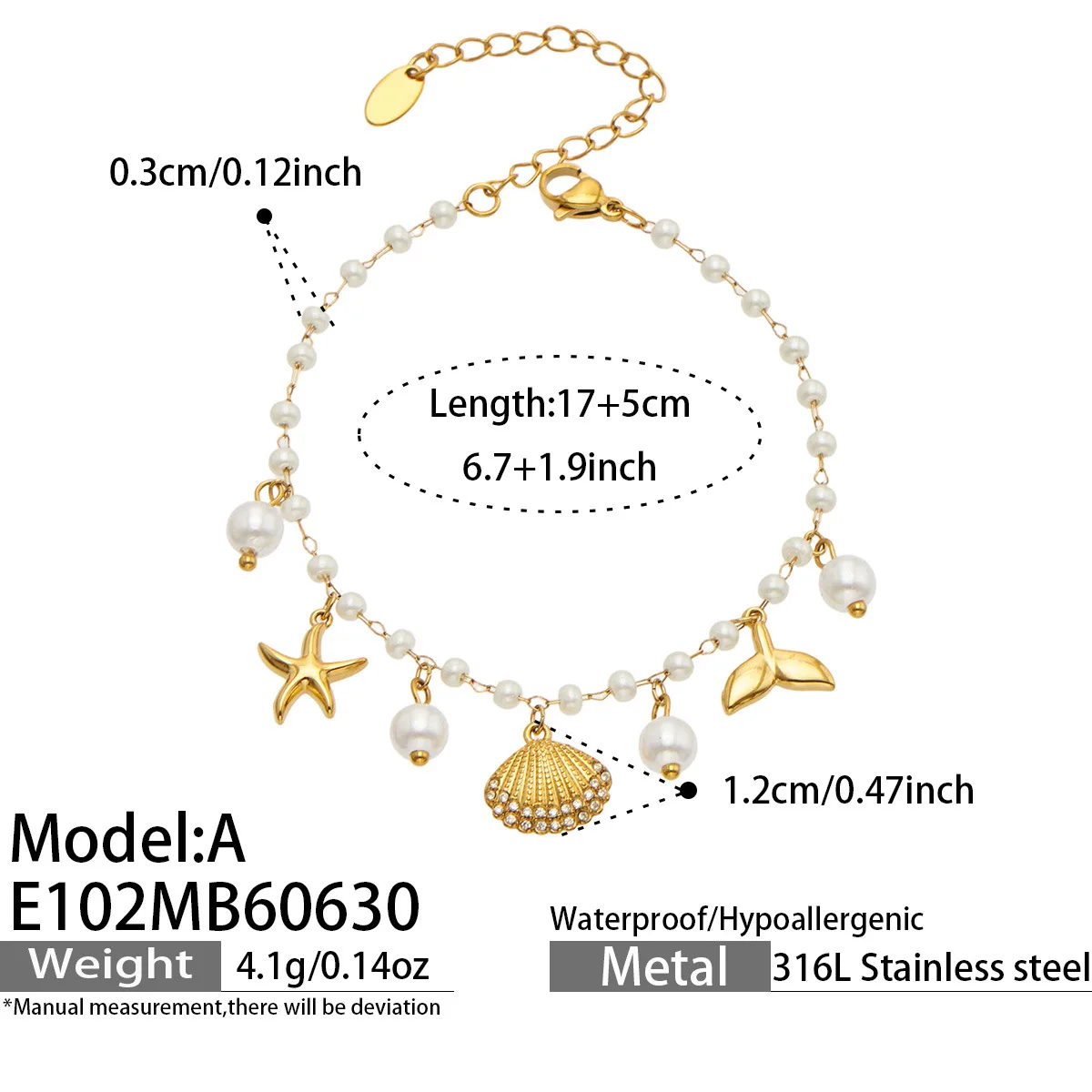 Pulseira De Contas De Pedras Preciosas Em Formato De Onda Do Oceano, Um Presente Exclusivo Com Tema Náutico.