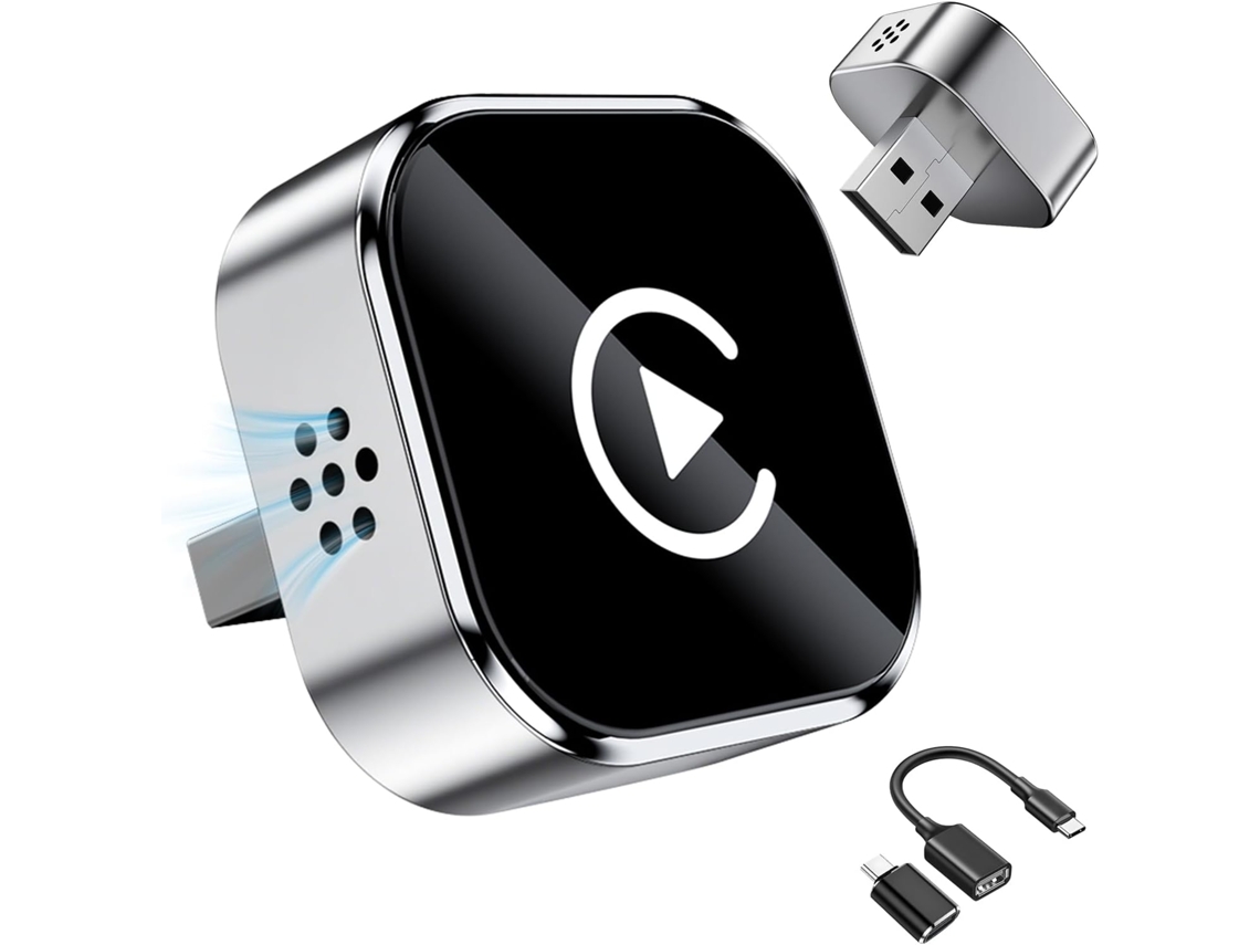 Adaptador Carplay Sem Fio 2 Em 1 Para Iphone E Android Auto, Atraso, Compatível Com Assistente De Voz, Mini Plug Play, Original, Converte Conex